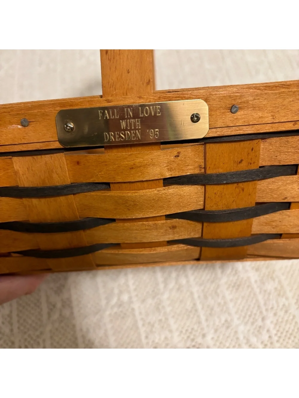Longaberger Basket with Liners & 4 Signatures - 1995 & 2 Purses